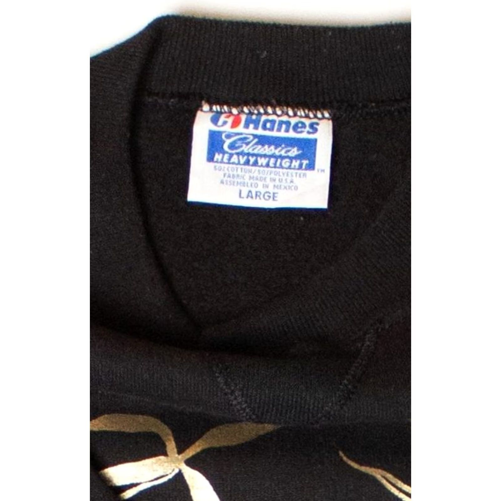 Hanes VINTAGE Golden Panda Sweatshirt Hanes Black 1980s Large Polyester / Cotton Long Sleeve Mens Womens Boys Girls Size US L / EU 52-54 / 3 - 3 Thumbnail