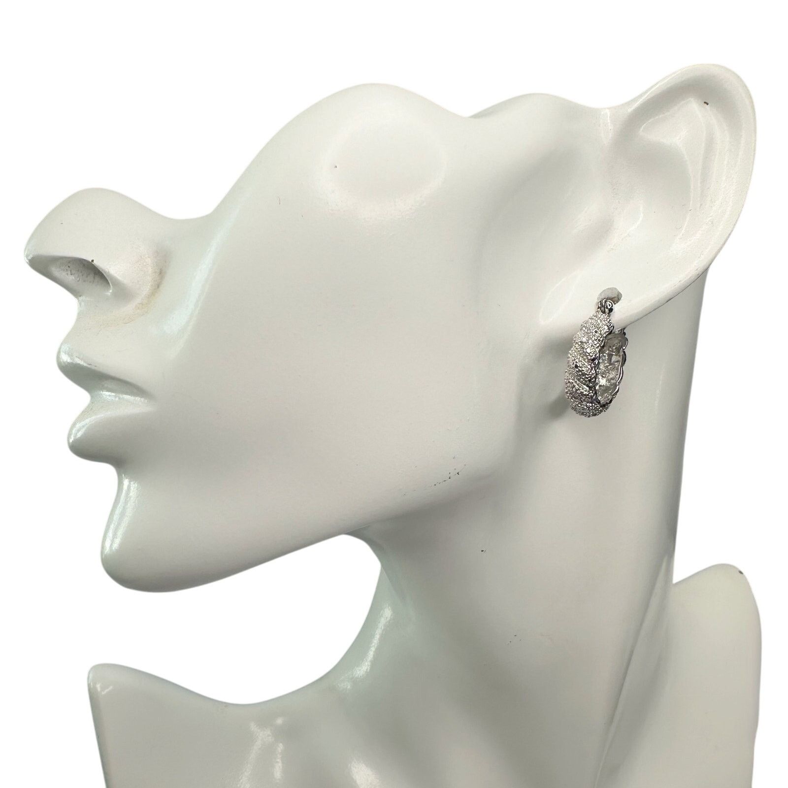 Other Holsted Jewelers Rhodium Plated Detailed Hoop Earrings Size ONE SIZE - 2 Thumbnail