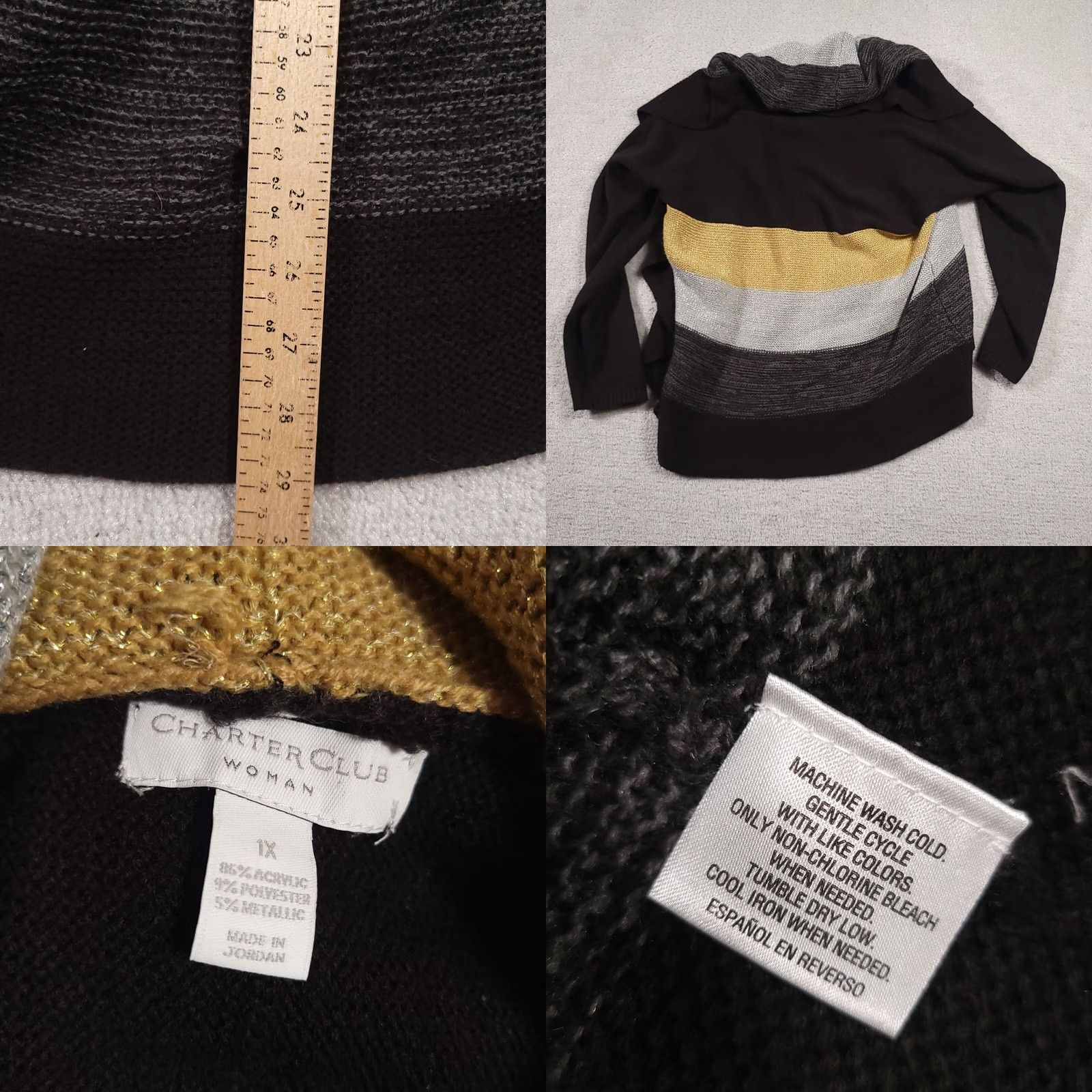 Charter Club Charter Club Cardigan Sweater Open Front Glitter Knit 1X Black Women Knit Open Front Cardigan Glitter 1X Women's Char... Size XL / US 12-14 / IT 48-50 - 8 Thumbnail