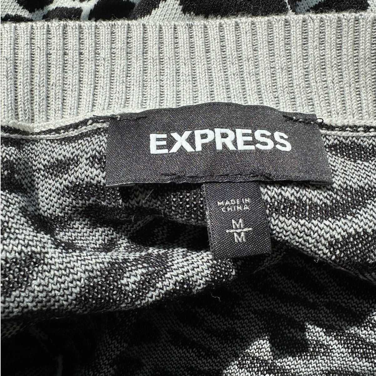 Express Express Black & Gray Leopard Print Boat neck Thin Sweater M Size M / US 6-8 / IT 42-44 - 8 Thumbnail