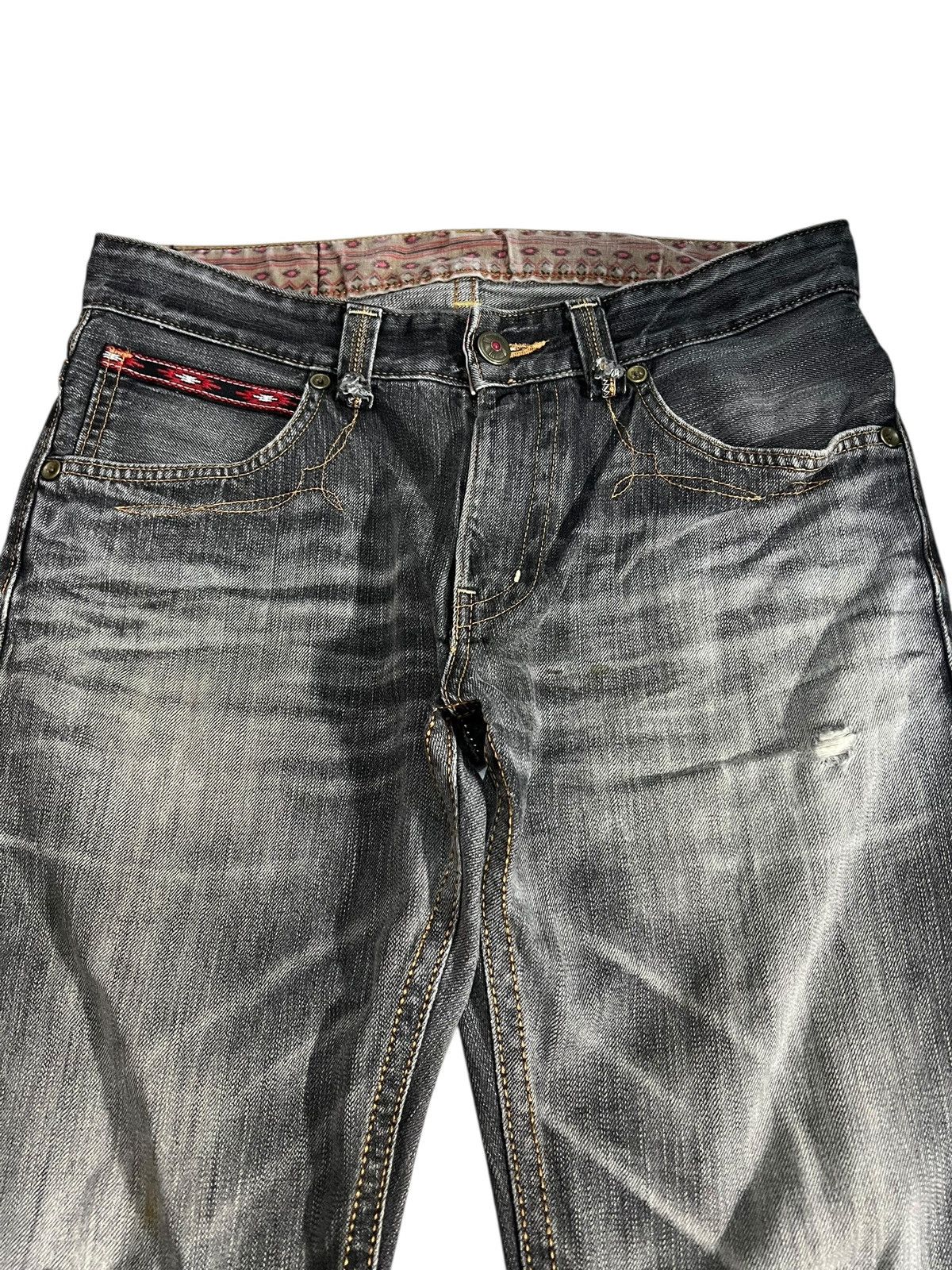 Edwin Flare Jean Edwin Exclusive Vintage XV Navajo Faded Distress Size US 33 - 3 Thumbnail