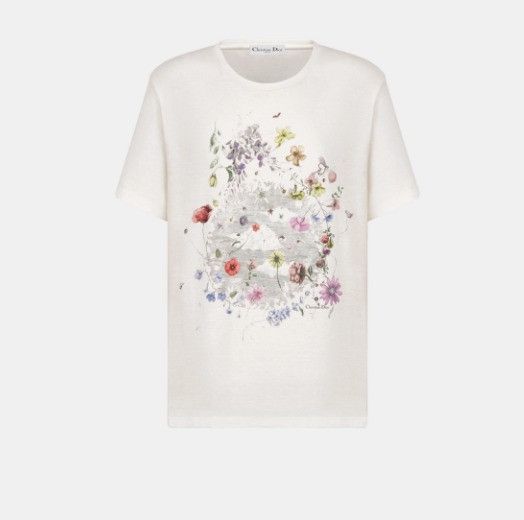 Dior o1w1db11124 Cotton And Linen Jersey T-Shirt in Multicolor Size M / US 6-8 / IT 42-44 - 1 Thumbnail