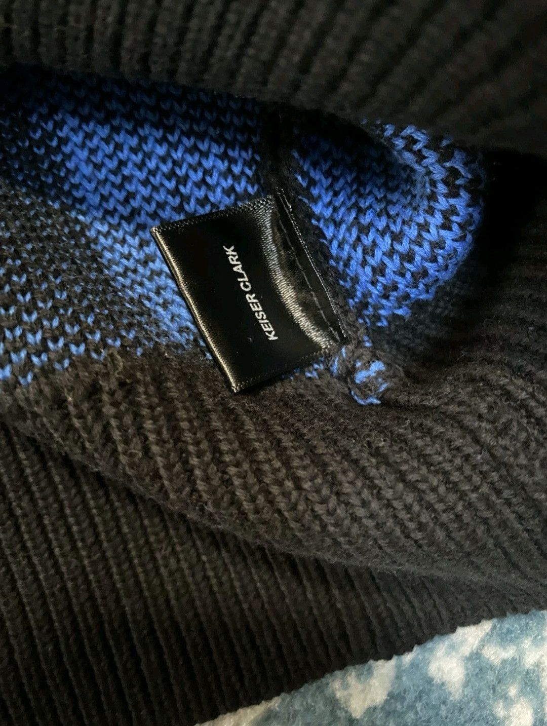 Keiser Clark Keiser Clark Chevron Check Knit Cardigan Black Cobalt Blue Size US L / EU 52-54 / 3 - 6 Thumbnail