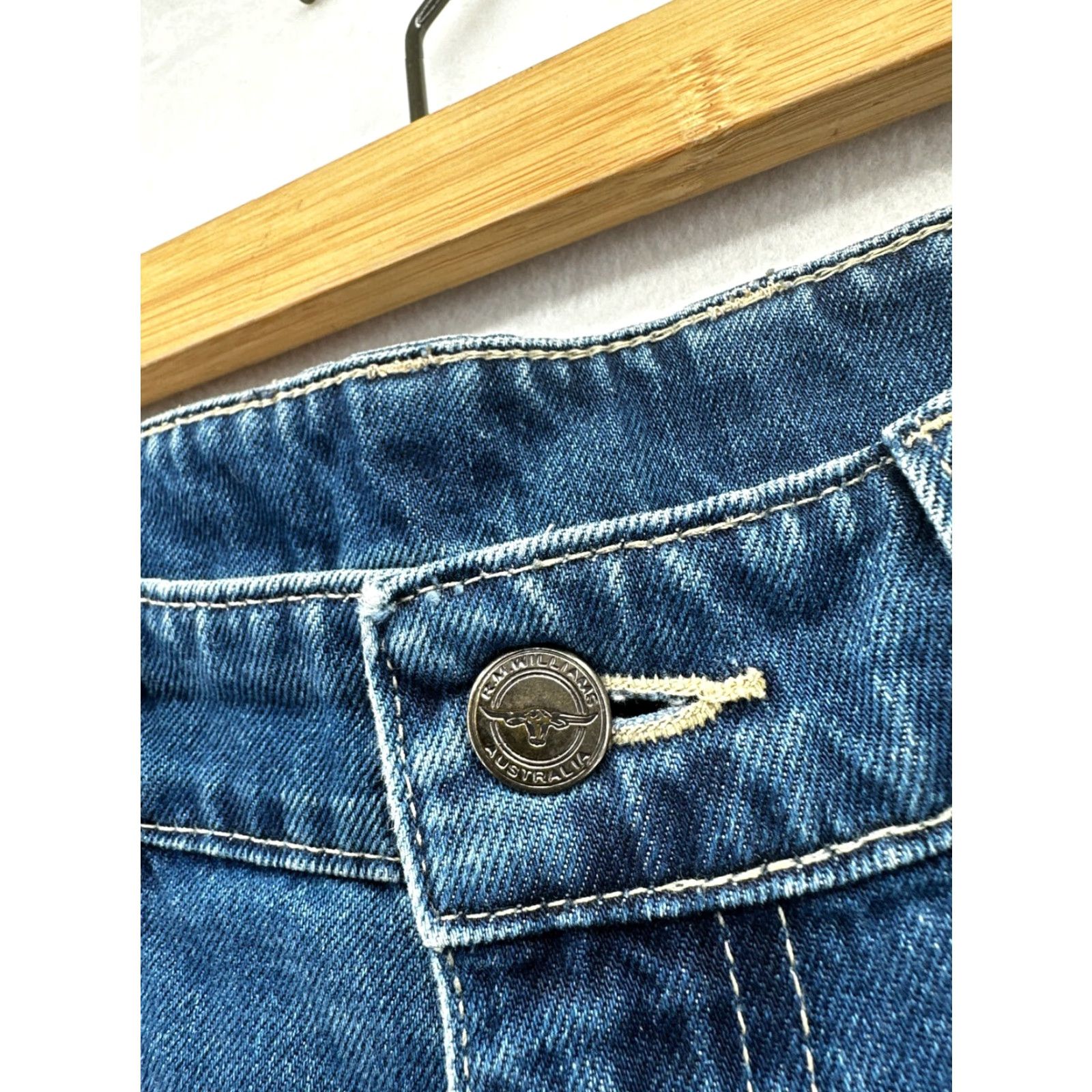 Vintage R.M. Williams Jeans Mens 36x27 Straight Leg 5-Pocket Denim Blue Medium Wash Zip Closure Cowboy Style Adult Mens Shirts? Wait. Size US 36 / EU 52 - 2 Thumbnail