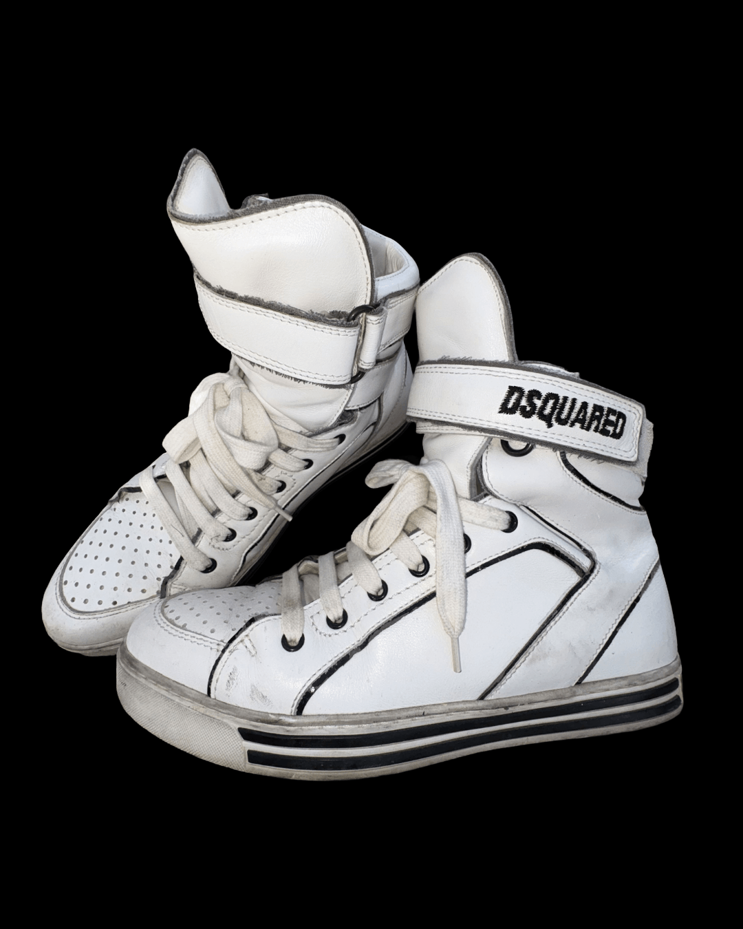 Dsquared2 DSQUARED2 | Distressed Leather Velcro High-Top Sneakers Size US 8 / EU 41 - 4 Thumbnail