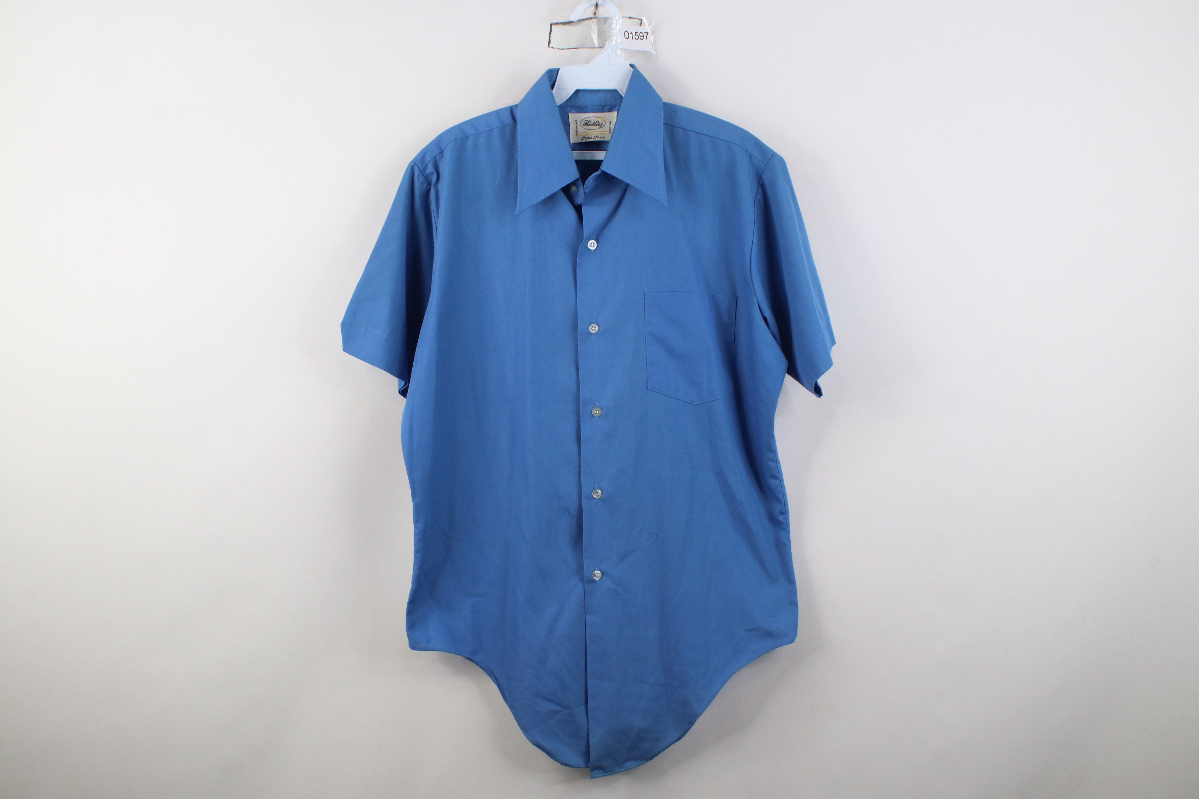 Vintage Vintage 70s Streetwear Collar Short Sleeve Button Shirt Blue Size US M / EU 48-50 / 2 - 1 Thumbnail