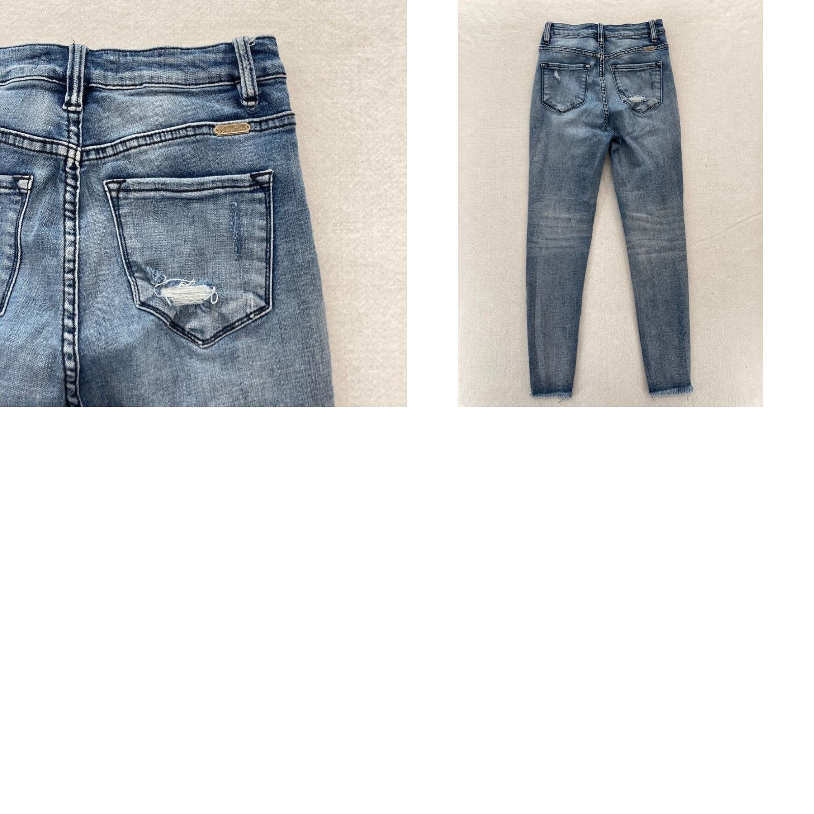 Vintage KanCan Jeans Women's 25 Light Wash Blue Stretch Denim Skinny Ankle Distressed Size 42" / US 20 - 9 Thumbnail