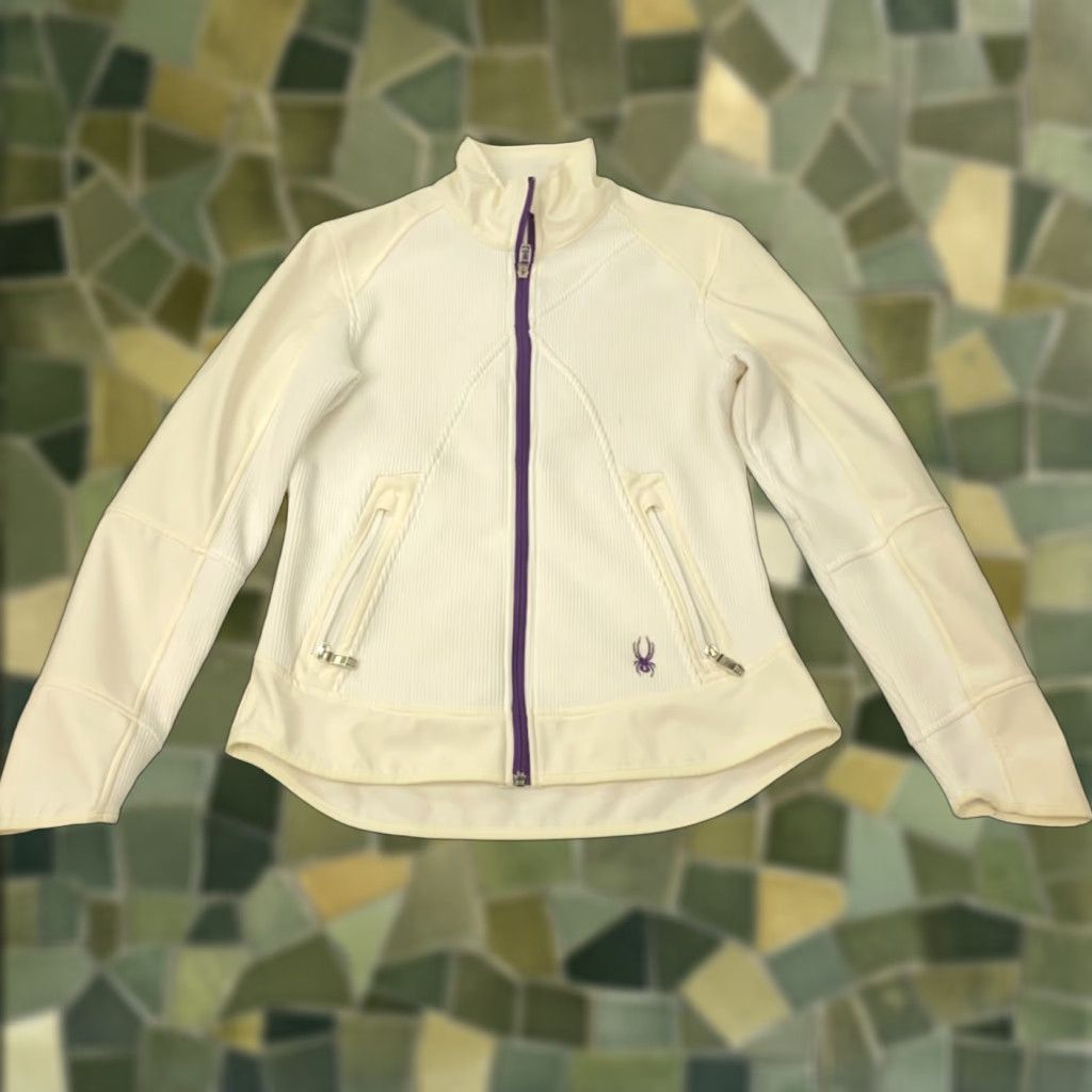 Spyder Spyder Core Sweater Jacket Women's Medium White Full Zip Embroidered Size L / US 10 / IT 46 - 1 Thumbnail