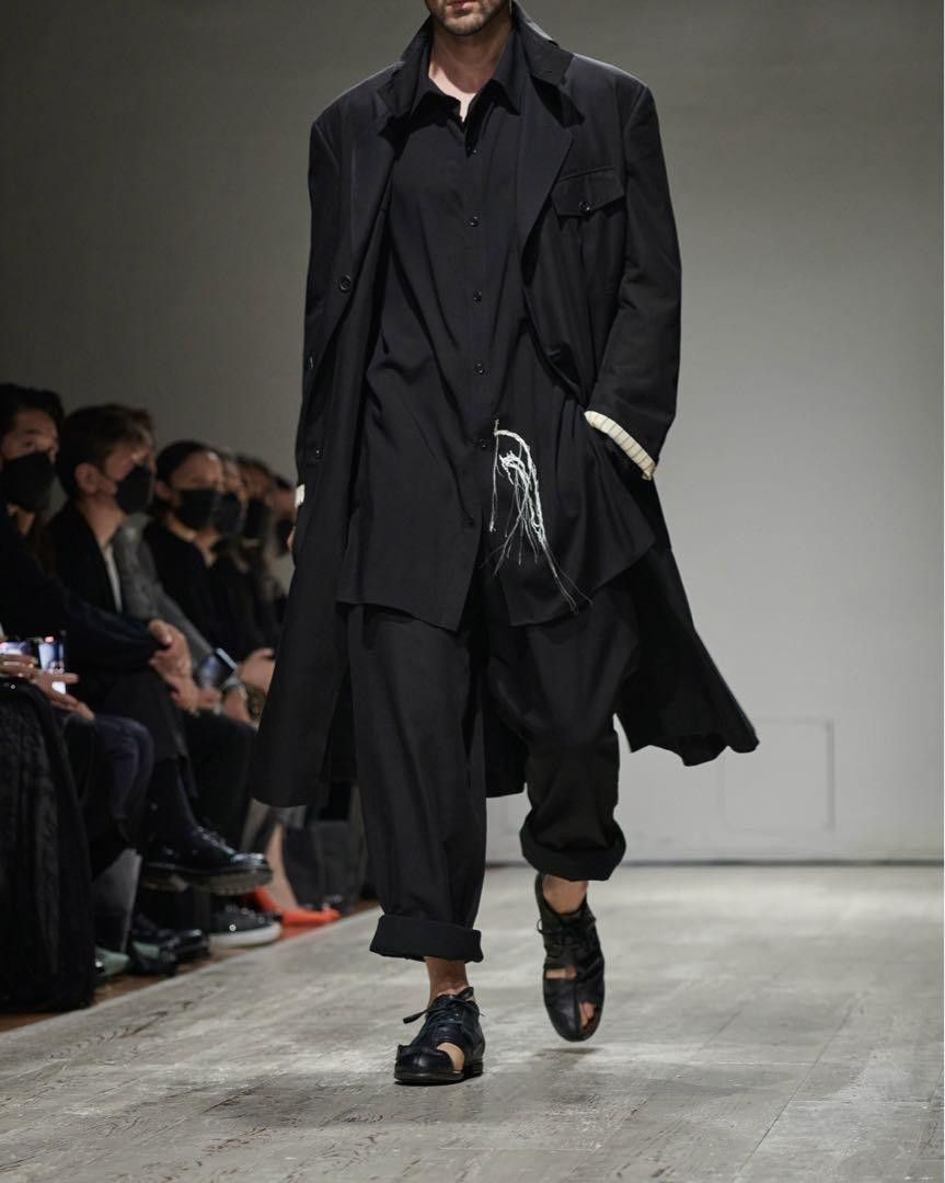 image of Yohji Yamamoto Pour Homme 23Ss Role Up Pants in Black, Men's (Size 35)