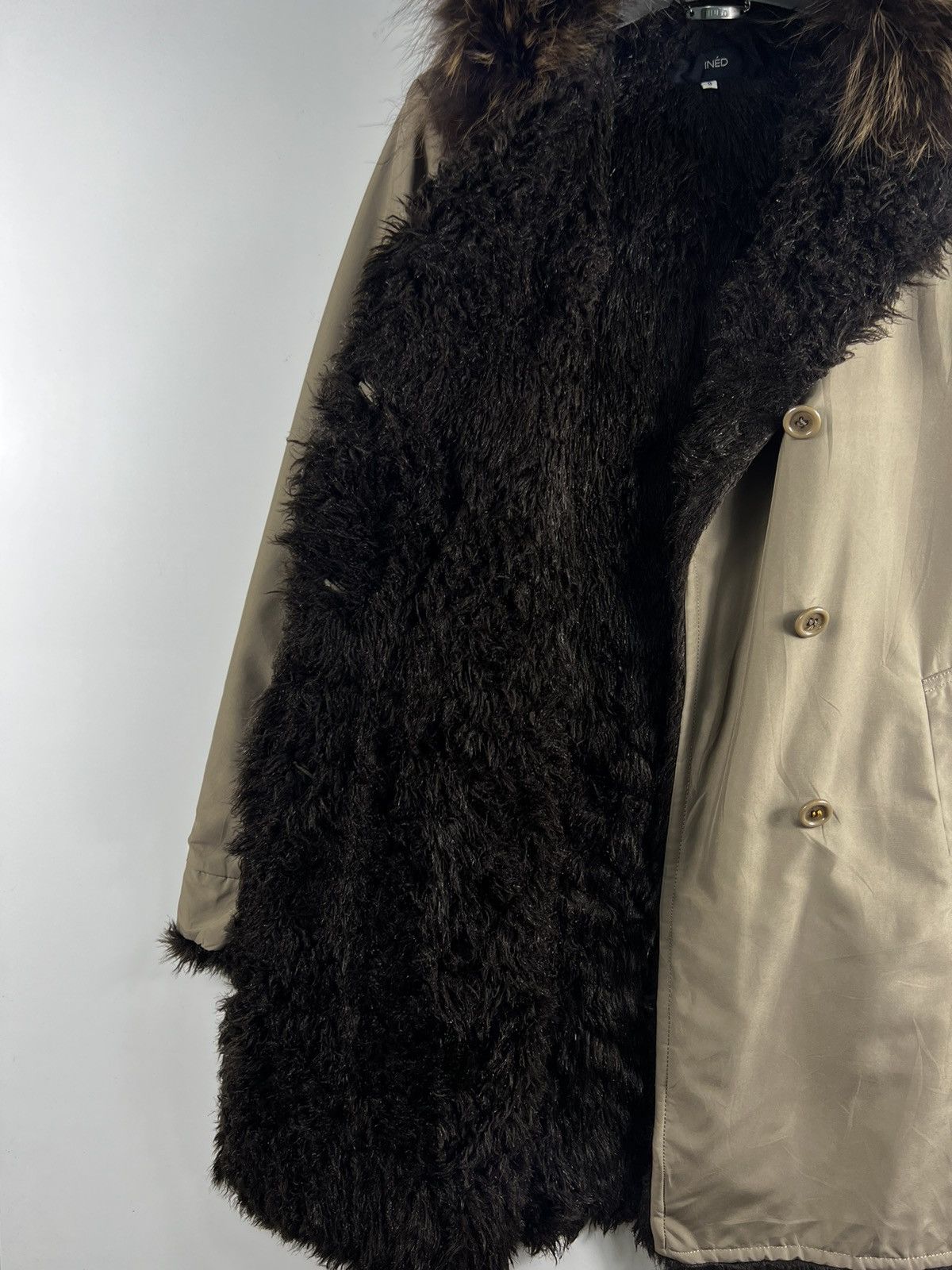 Japanese Brand 🔥 INED japanese fur lined longcoat fox fur collar Size S / US 4 / IT 40 - 7 Thumbnail