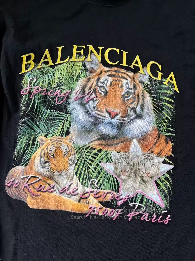 Balenciaga Balenciaga Tiger Head Jungle Pattern Letter Cartoon Printe Size US S / EU 44-46 / 1 - 3 Thumbnail