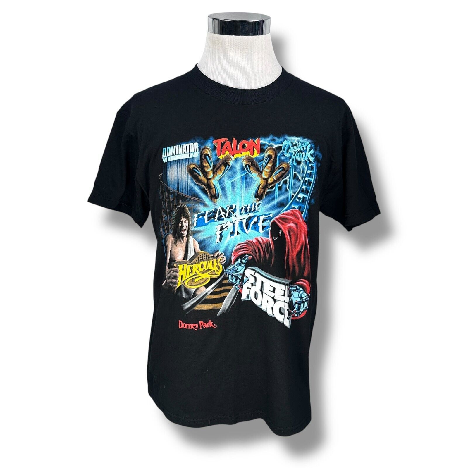 Fruit Of The Loom Vintage Dorney Park T-Shirt Mens Large Black Fear Five Size US L / EU 52-54 / 3 - 1 Thumbnail