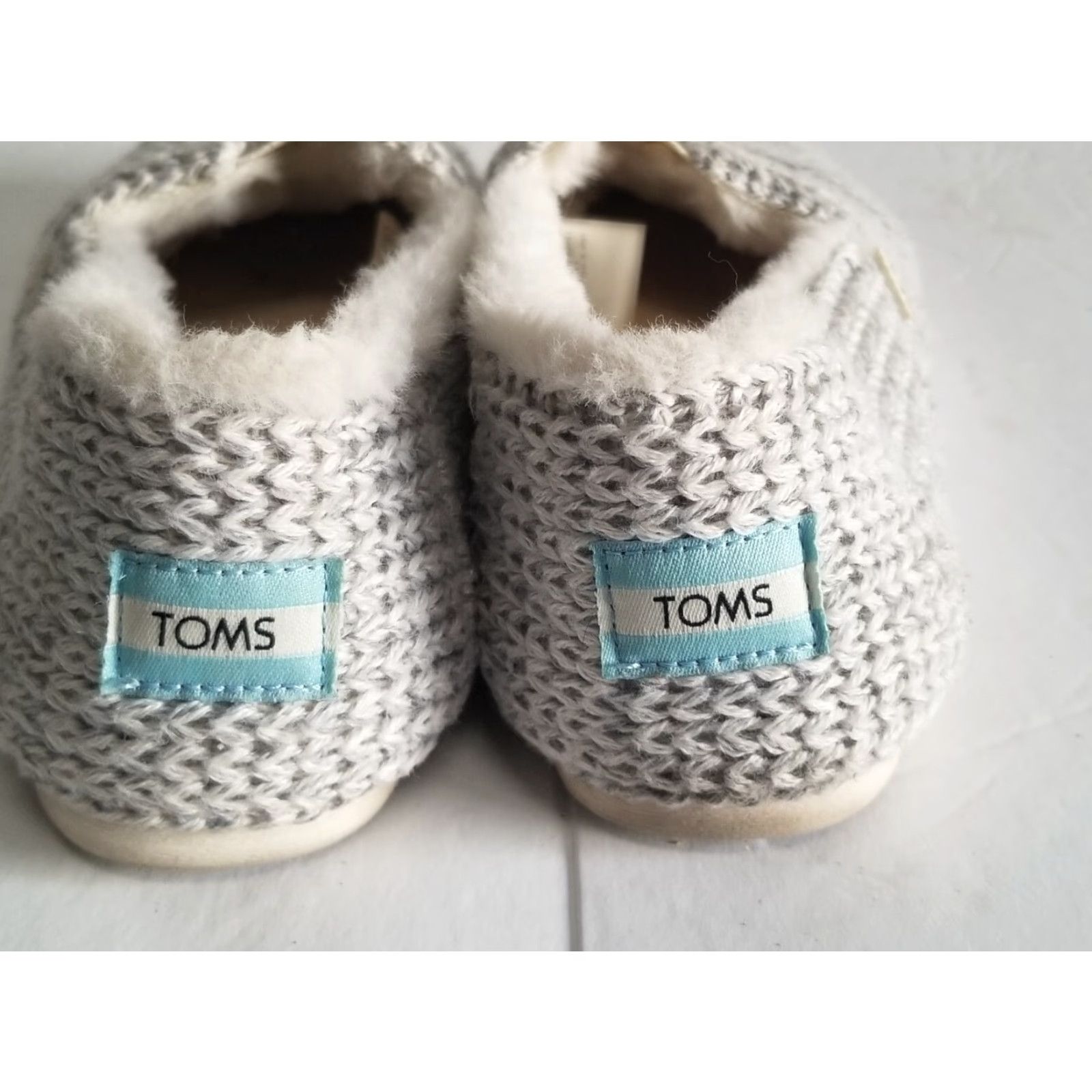 Toms TOMS Plaid Slip On Slippers Women 7.5 Gray Faux Shearling Flat Loafer Size US 8 / IT 38 - 3 Thumbnail