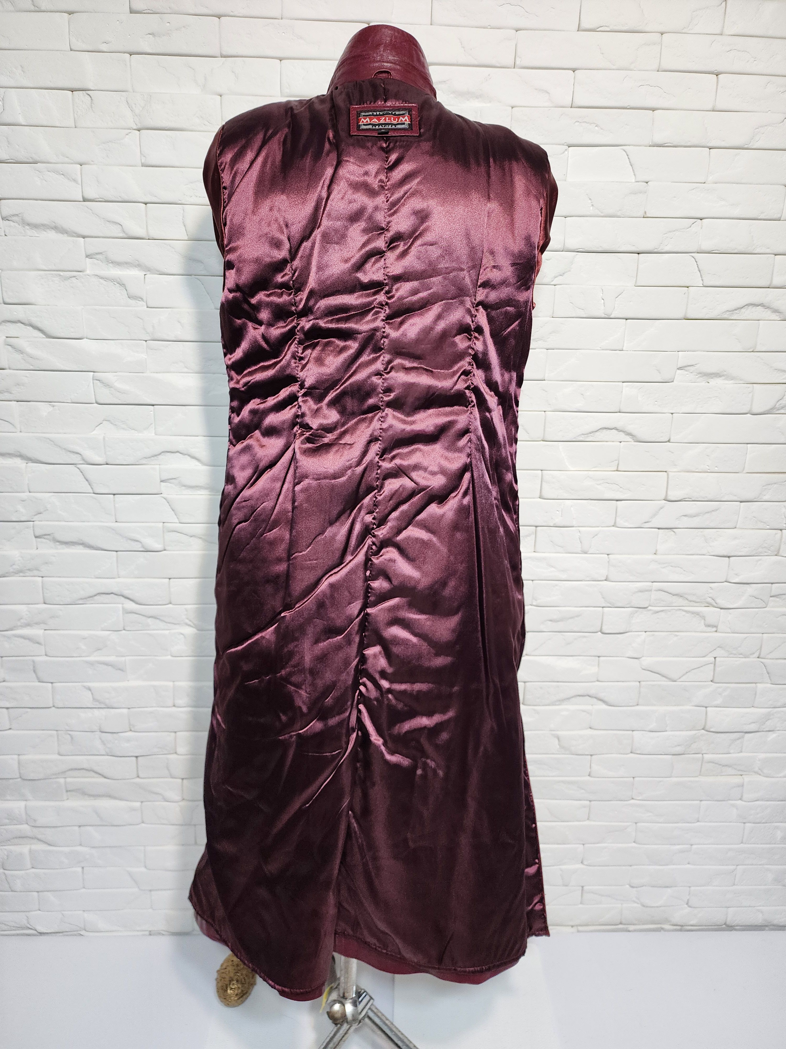 Genuine Leather Burgundy Leather Raincoat: Women's Long Leather Jacket Size M / US 6-8 / IT 42-44 - 7 Thumbnail