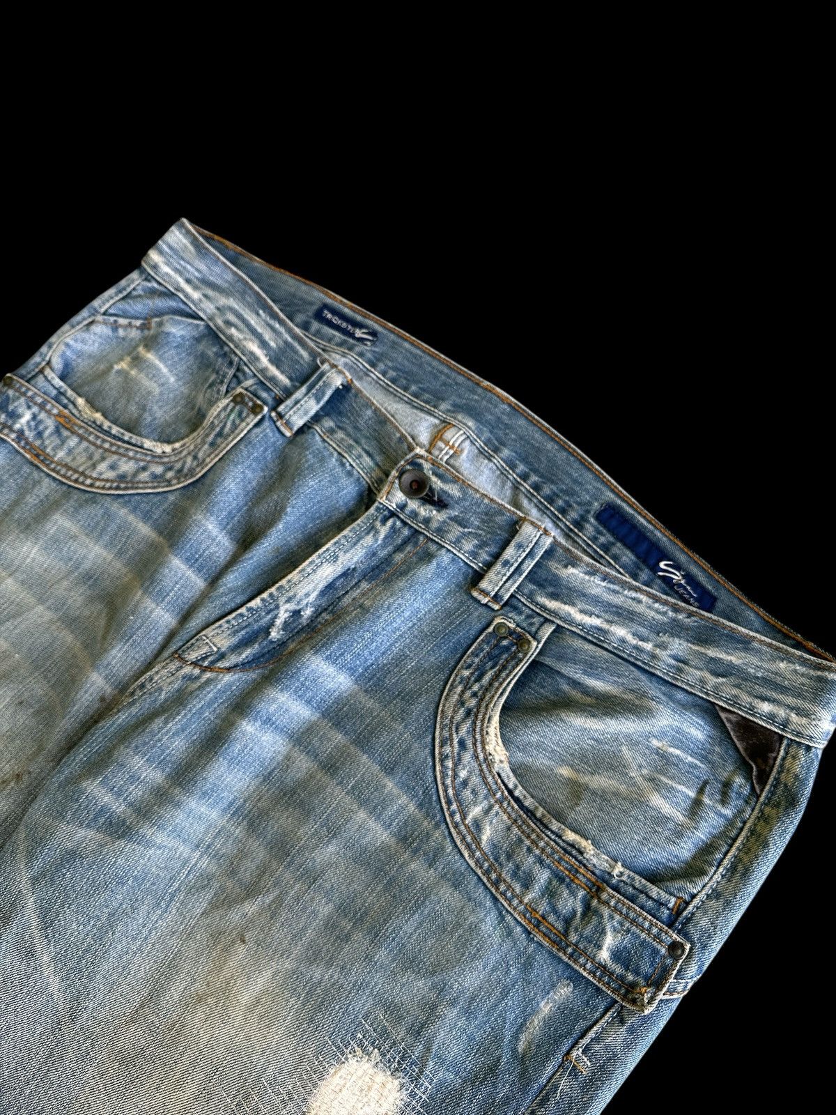 Denime × Japanese Brand × Vintage Vintage Distress Denim Over Size 💥 Size US 42 / EU 58 - 5 Thumbnail