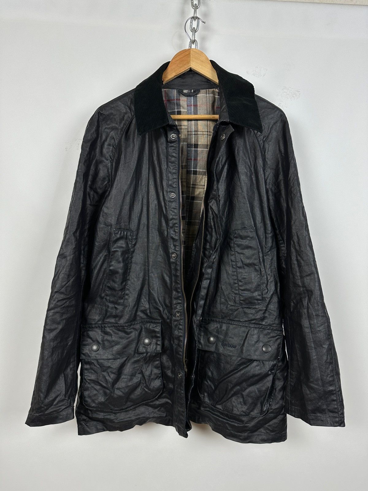 Barbour Barbour Black Keats Linen/Polyurethane Coated Jacket Size US L / EU 52-54 / 3 - 8 Thumbnail