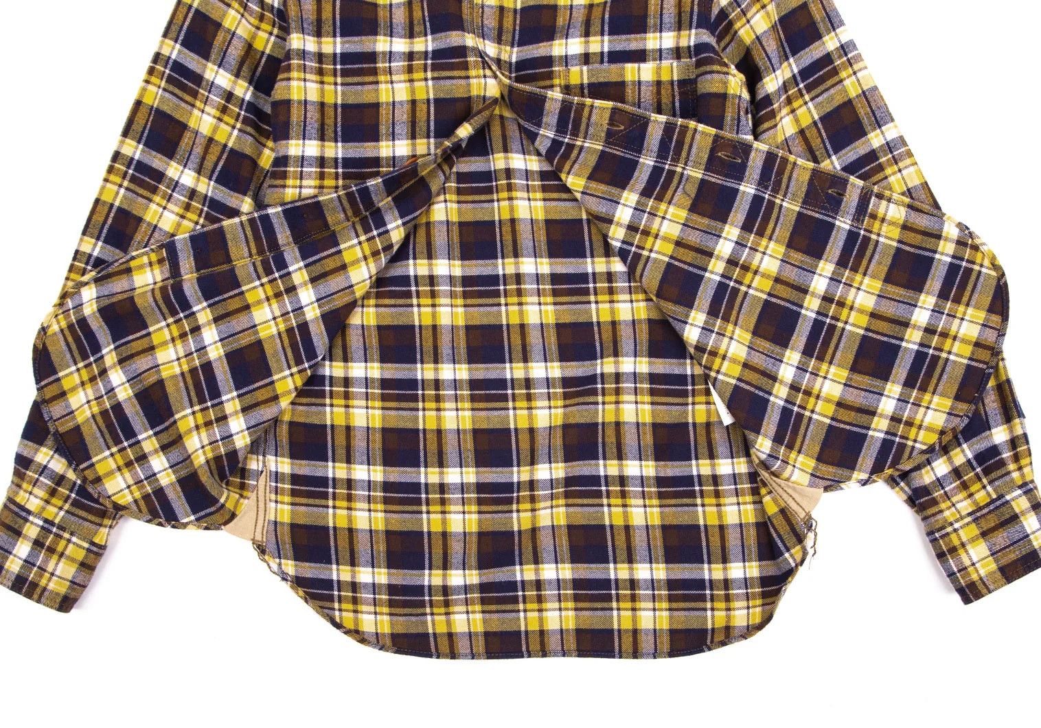 Junya Watanabe Checkered Flannel Shirt in Yellow, Navy, and Brown Size US XS / EU 42 / 0 - 10 Thumbnail