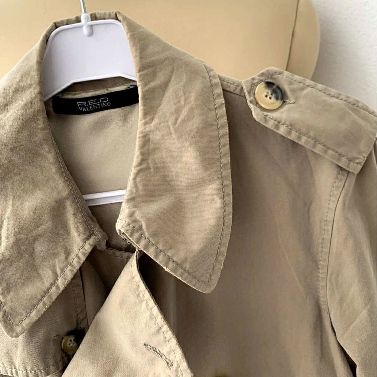 Valentino R.E.D. Valentino Trench Coat Double-Breasted Women L Beige Italy Cotton Coat Size L / US 10 / IT 46 - 6 Thumbnail