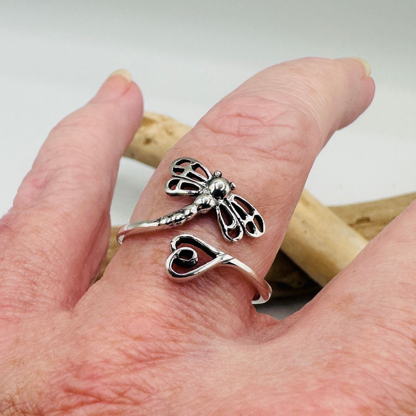 Other Dragonfly Heart Sterling Silver Ring, Oxidized Size ONE SIZE - 2 Thumbnail