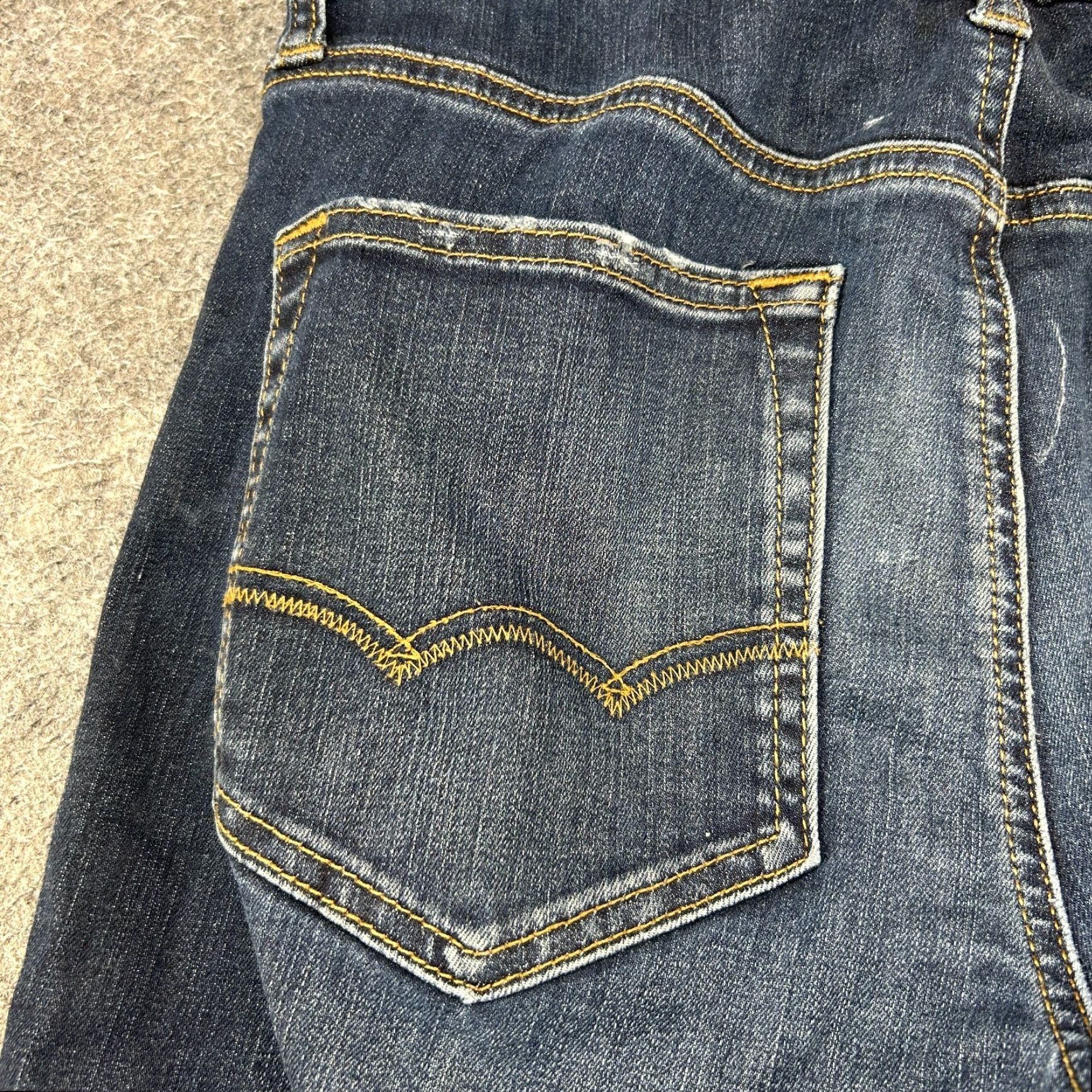 American Eagle Outfitters American Eagle Jeans Mens 28x30 Denim Skinny Relaxed Dark Wash Distressed 5-Pocket Design Blue Cotton Stretch Leather? Wait no leather. Size US 28 / EU 44 - 2 Thumbnail