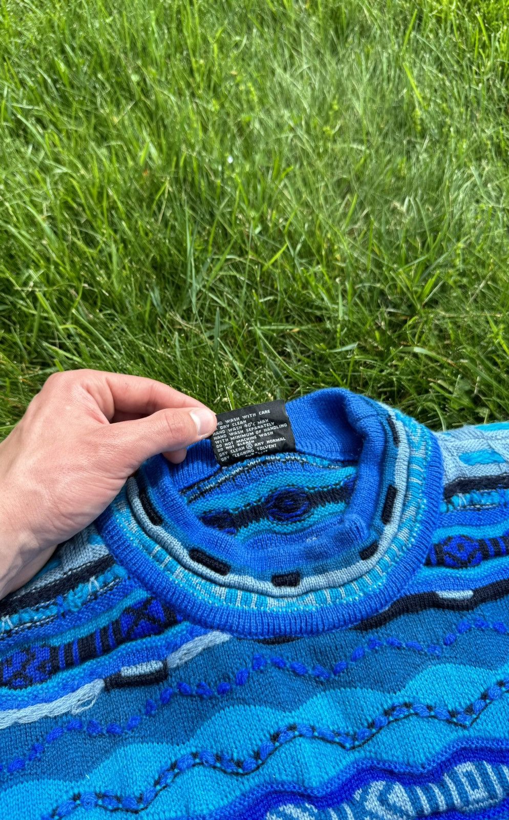 Coogi × Vintage Sweater Coogi Vintage Blue Y2K 3D Knit Very Rare Size US L / EU 52-54 / 3 - 5 Thumbnail