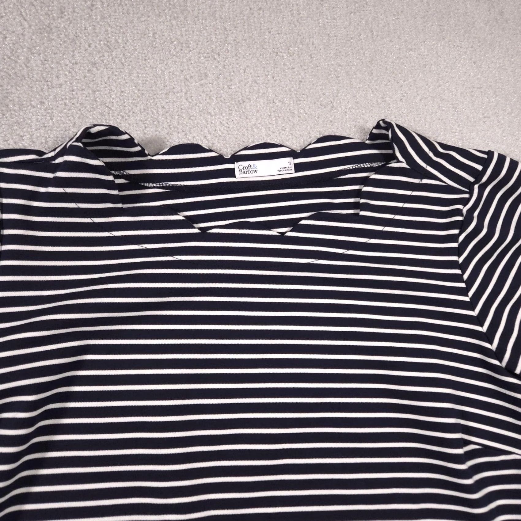Croft & Barrow Croft & Barrow Dress T-Shirt Dress Womens 1X Navy White Stripe Scallop Neck Casual Size XL / US 12-14 / IT 48-50 - 4 Thumbnail