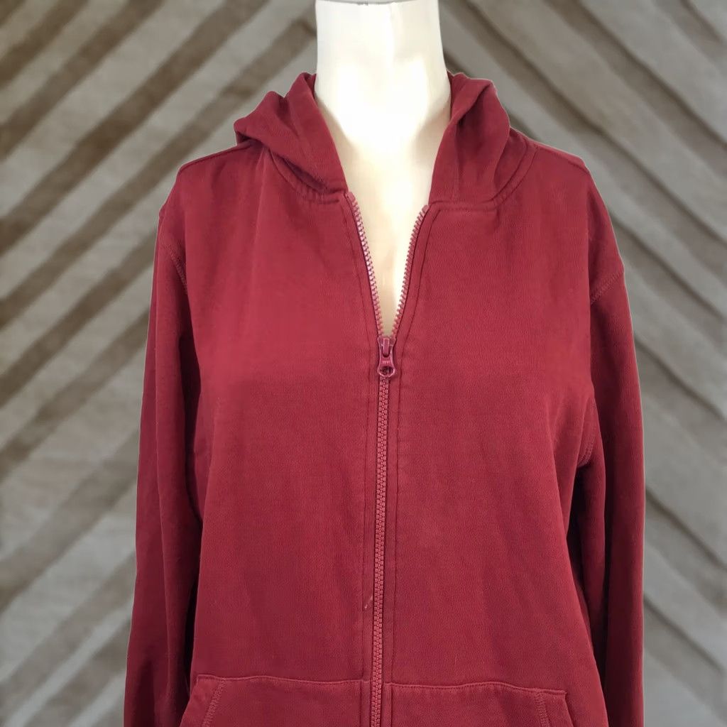 Vintage Pact Mens Full Zip Hoodie Burgundy Red Fleece Sweatshirt Size M Size US M / EU 48-50 / 2 - 1 Thumbnail