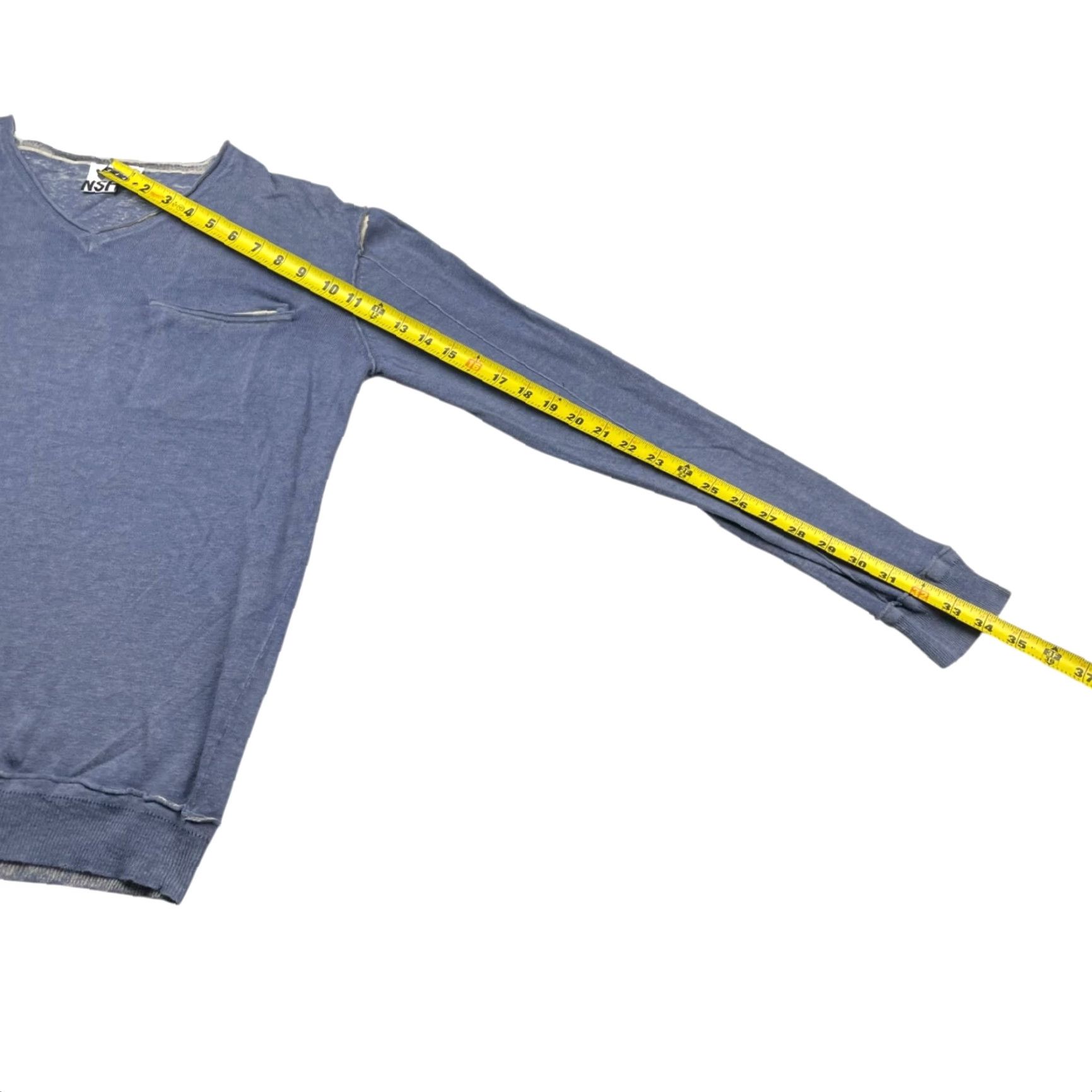 Vintage NSF Men’s Linen/Cotton V-Neck Pullover Pocket Sweater Blue Medium Size US M / EU 48-50 / 2 - 6 Thumbnail