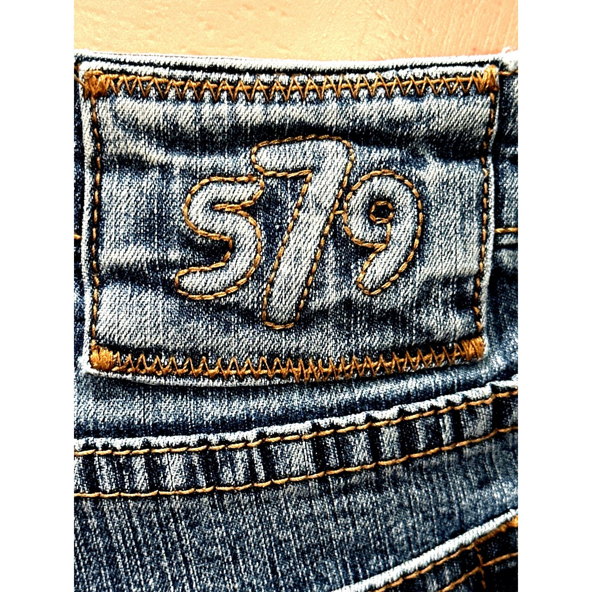 Other Authentic 579 Jeanswear Denim Blue Mid Rise Straight Leg Emb Size 31" - 6 Thumbnail