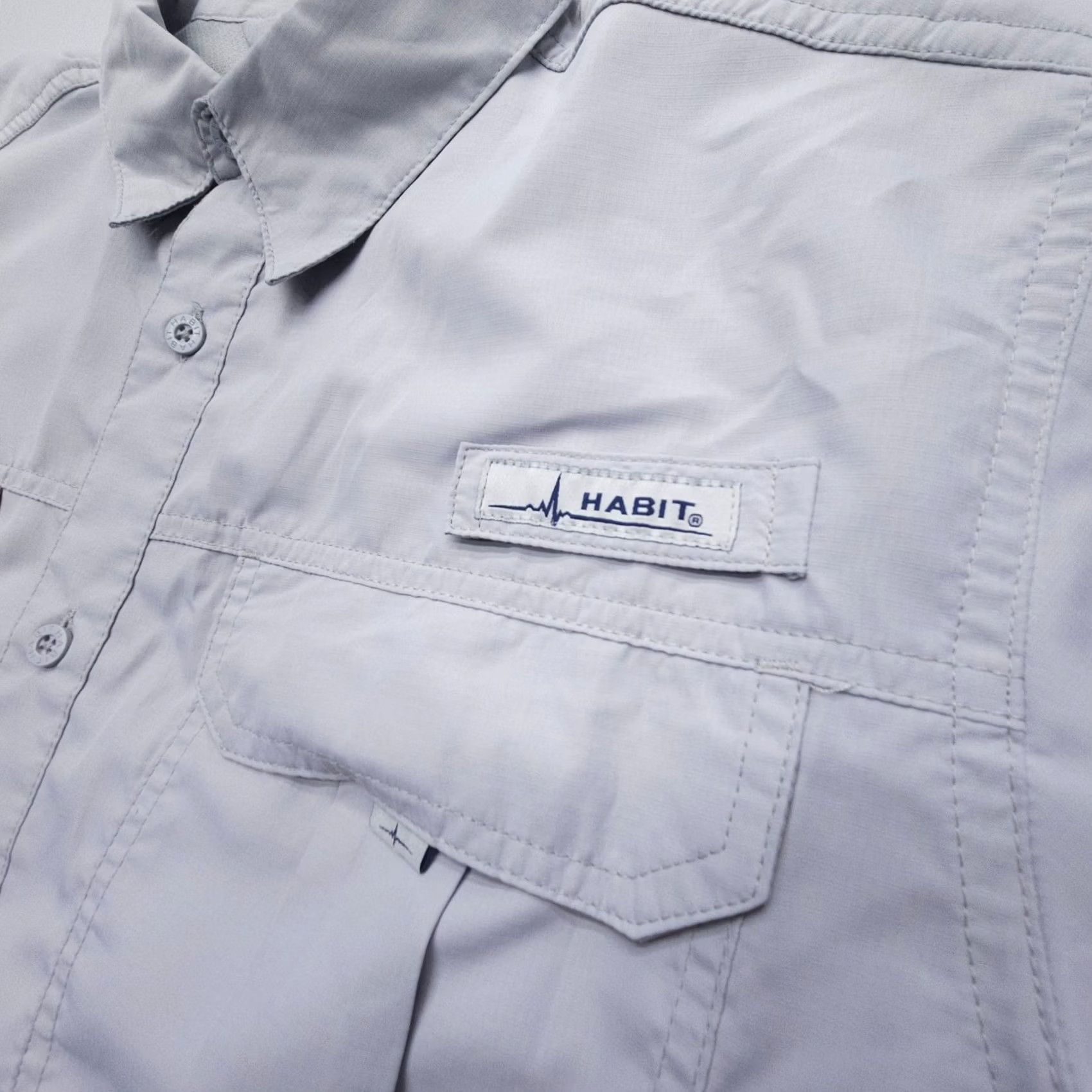 Habitat Habit Short Sleeve Button-Up Shirt Mens Large Gray Outdoor Venture 90s? Size US L / EU 52-54 / 3 - 6 Thumbnail