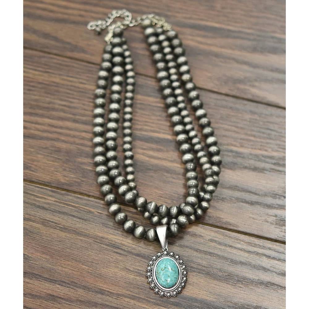 Other Navajo Turquoise Beaded Necklace 18 Inch 3 Strand Design, Bo Size ONE SIZE - 4 Thumbnail