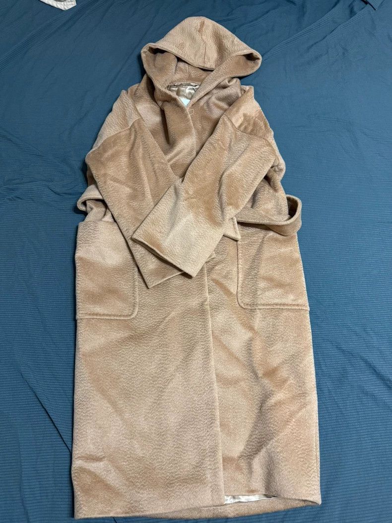 Max Mara Rialto Solid Waist Long Sleeve Camel Coat