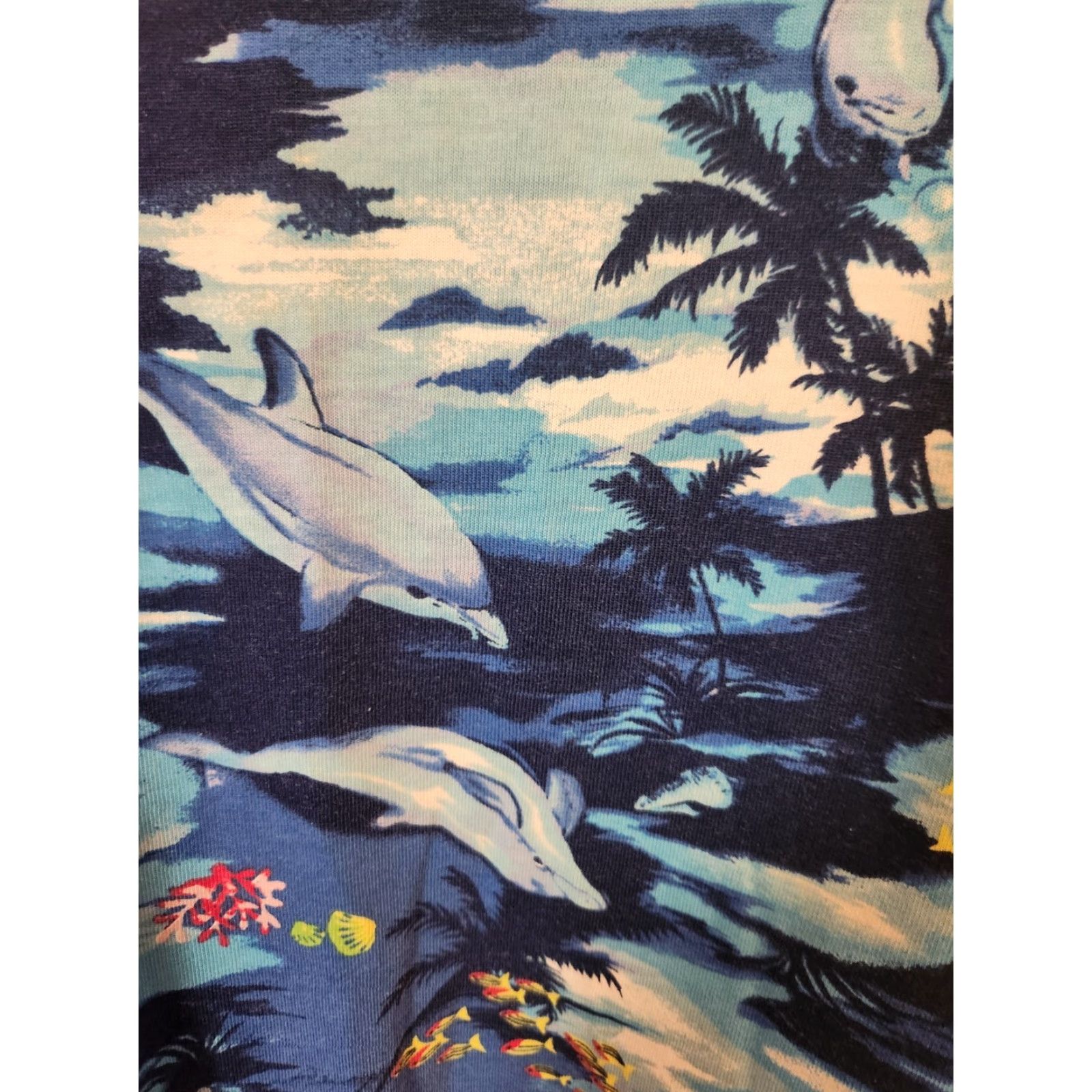 Vintage VINTAGE Fashion Bug Shirt 4X Blue Dolphin Floral Palm Tree Beachy 90s Casual Womens Womens Size XXL / US 16-18 / IT 52-54 - 2 Thumbnail