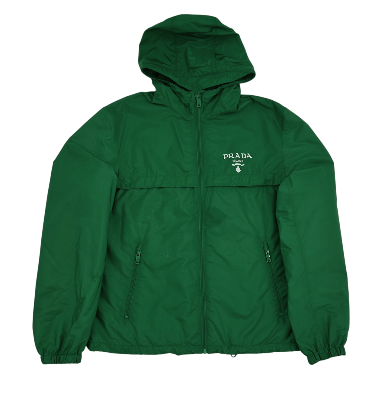Prada Hooded Re-Nylon Windbreaker Jacket Green