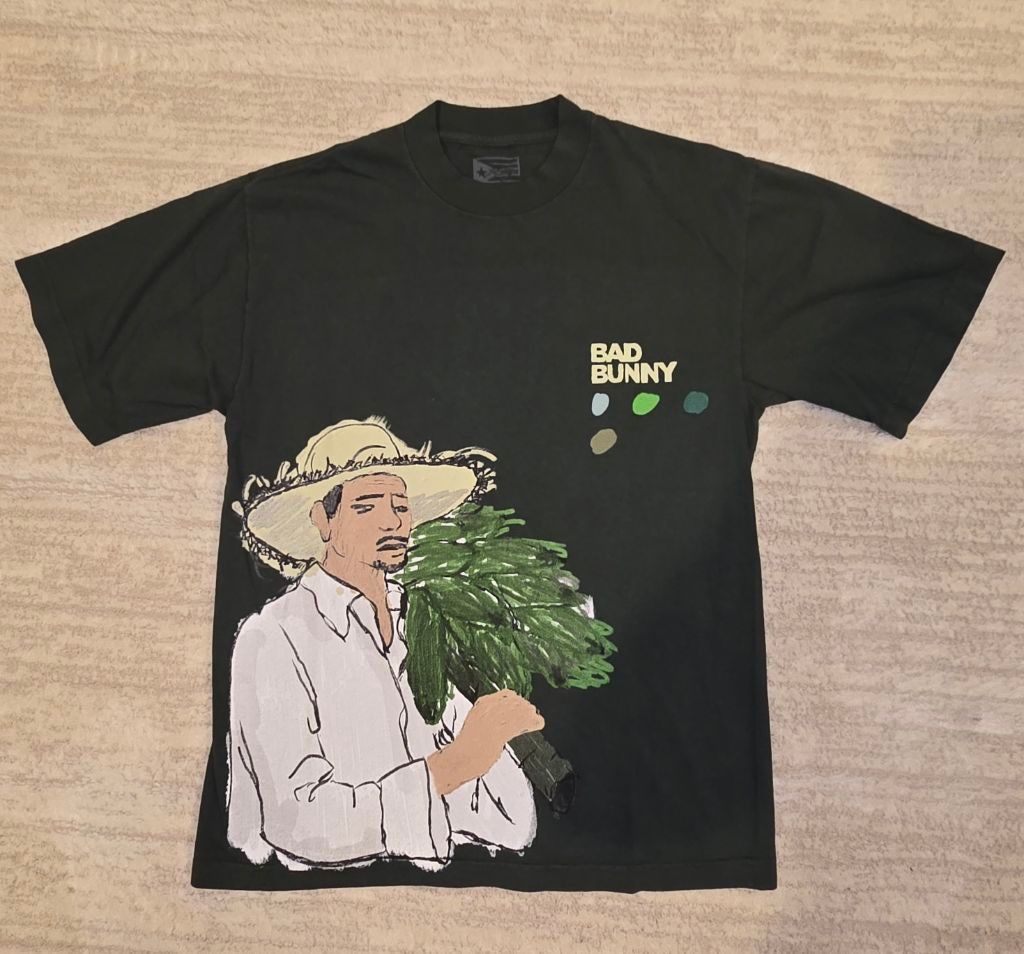 The Unbranded Brand Men's Unbranded Short Sleeve Tee Black Green Bad Bunny S Size US S / EU 44-46 / 1 - 2 Thumbnail