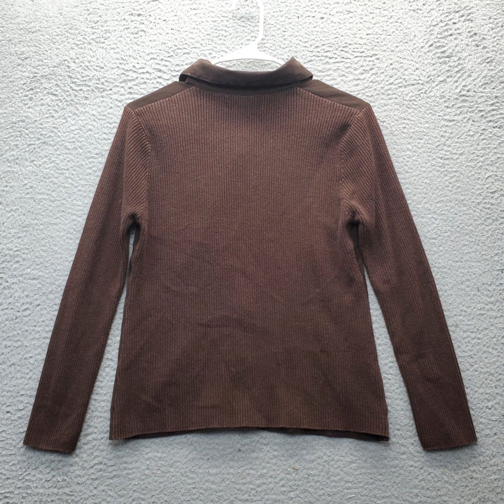 Vintage Versailles Shirt Womens Small Brown Stretch Long Sleeve Collared Button Down Size S / US 4 / IT 40 - 2 Thumbnail