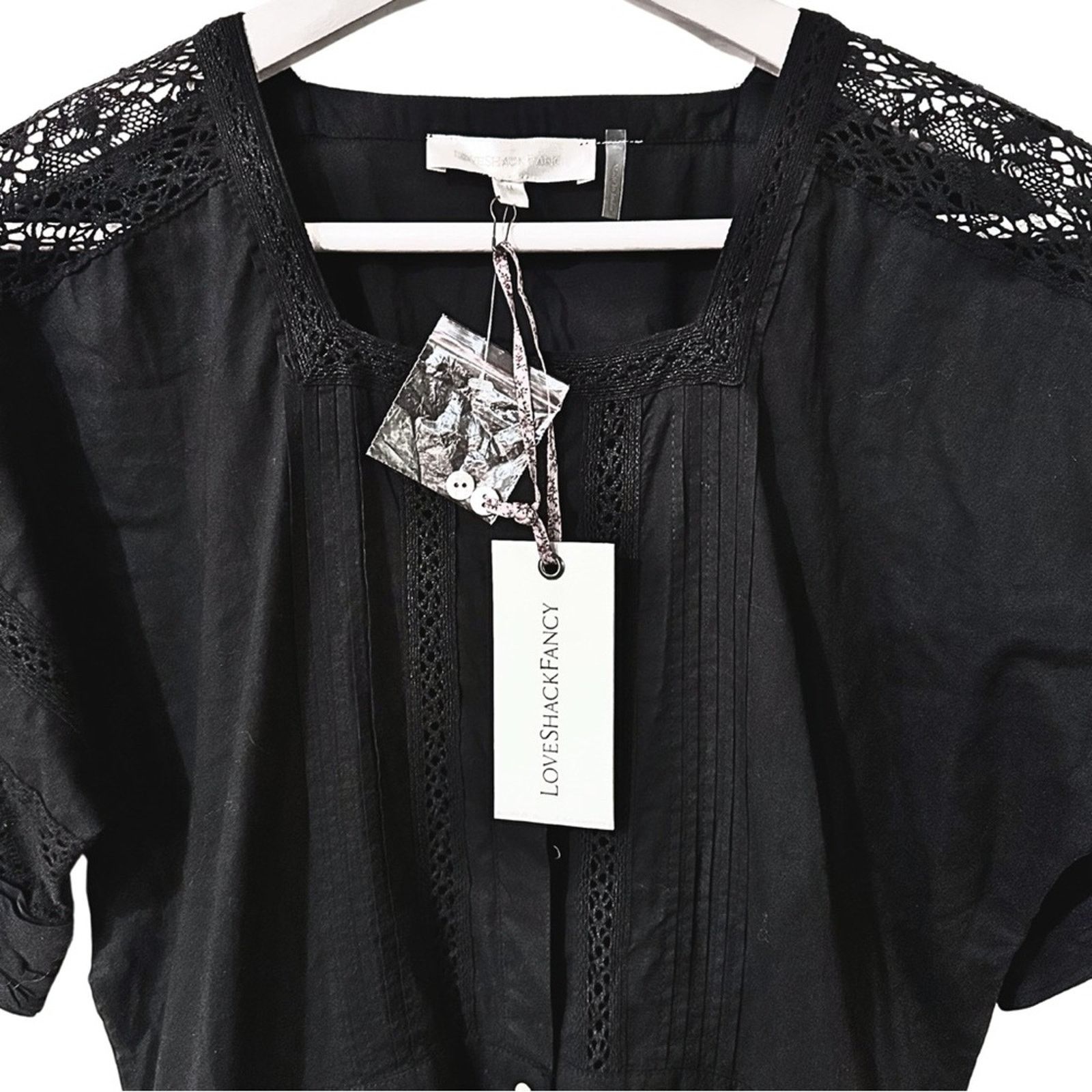 LoveShackFancy LoveShackFancy Edie Lace SS Long Dress - Black, Size M Size M / US 6-8 / IT 42-44 - 4 Thumbnail