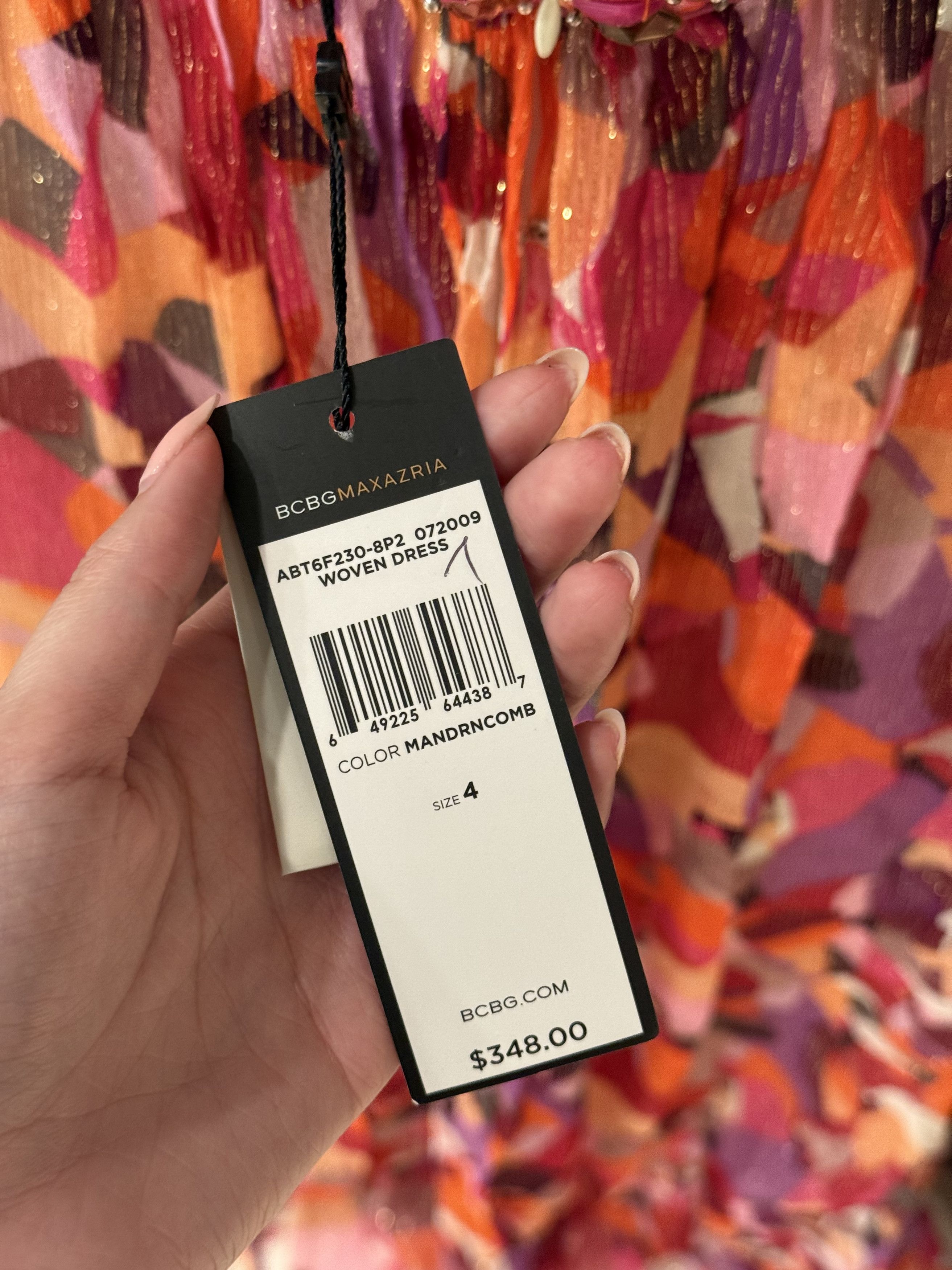 Bcbgmaxazria Long, colourful, flowy woven dress (pink/orange/brown) Size S / US 4 / IT 40 - 4 Thumbnail