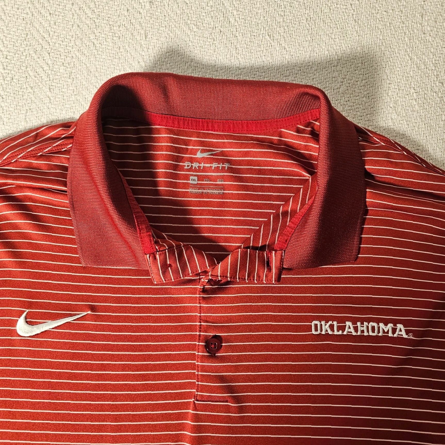 Nike Nike Polo Shirt Mens 2XL Red Stripe Lightweight Dri-Fit Golf Casual Oklahoma Size US XXL / EU 58 / 5 - 2 Thumbnail