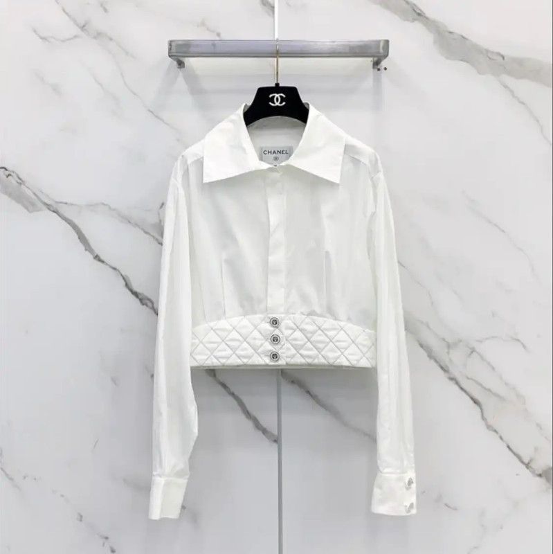 Chanel Chanel White Cotton Long Sleeve Top 0089 Size M / US 6-8 / IT 42-44 - 1 Thumbnail