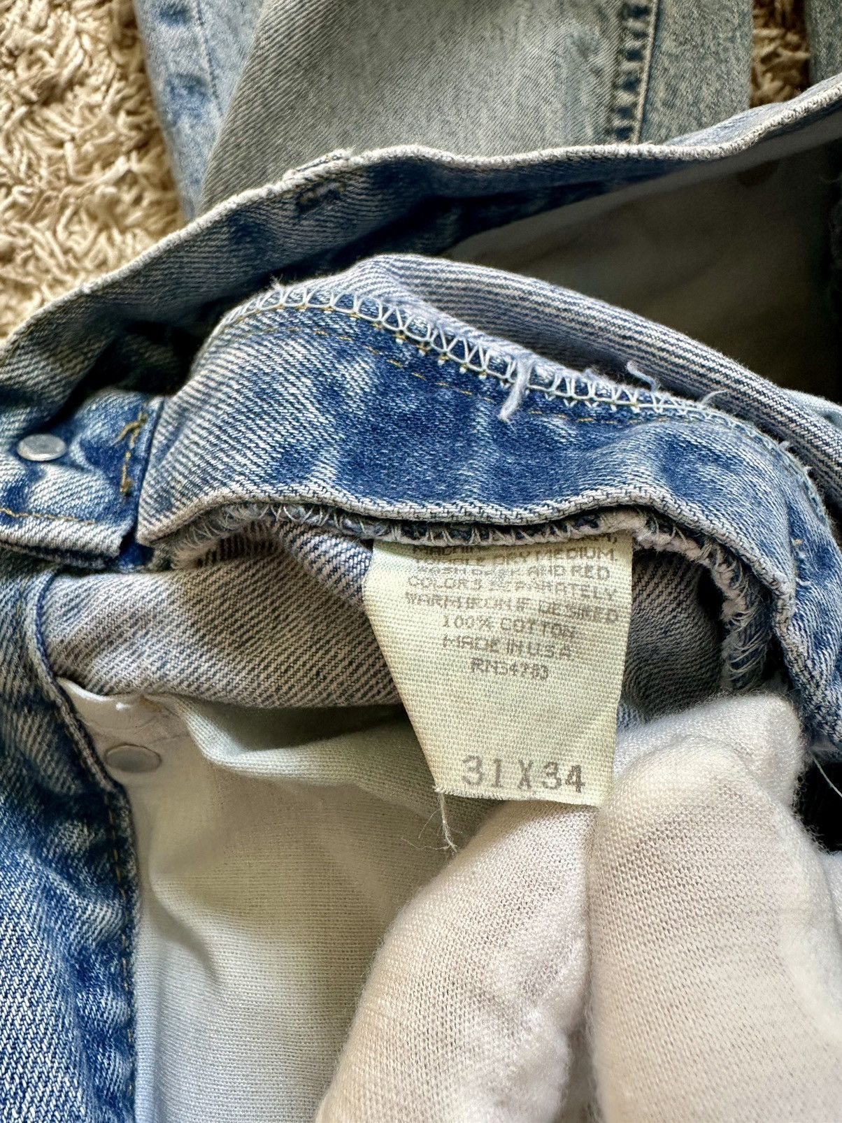 Jean × Lee × Vintage VNTG Lee Denim Jeans Made In USA Streetwear Y2K Rare 90s Size US 31 - 3 Thumbnail
