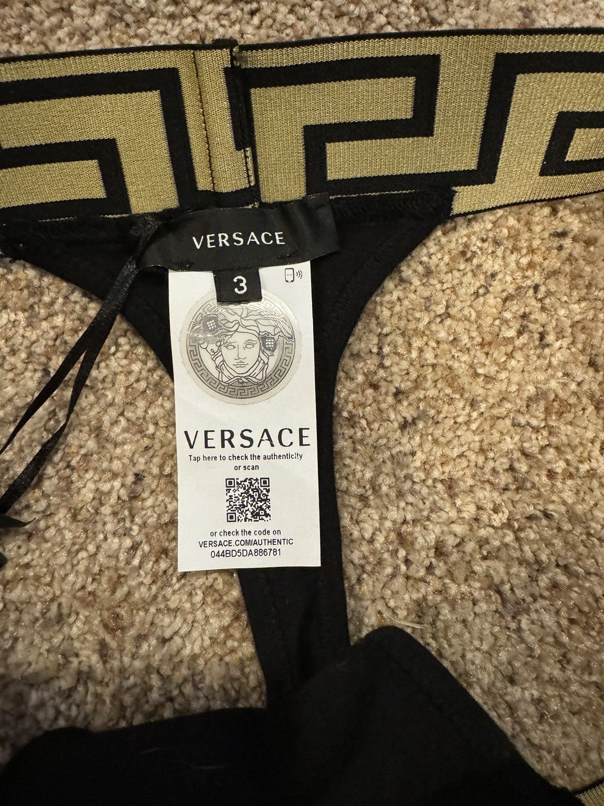 Versace GRECA BORDER THONG BLACK SIZE 3 Size 26" / US 2 / IT 38 - 3 Thumbnail