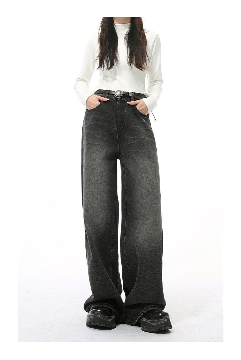 Japanese Brand × Jean American style washed distressed wide-leg straight-leg jeans Size US 34 / EU 50 - 1 Thumbnail
