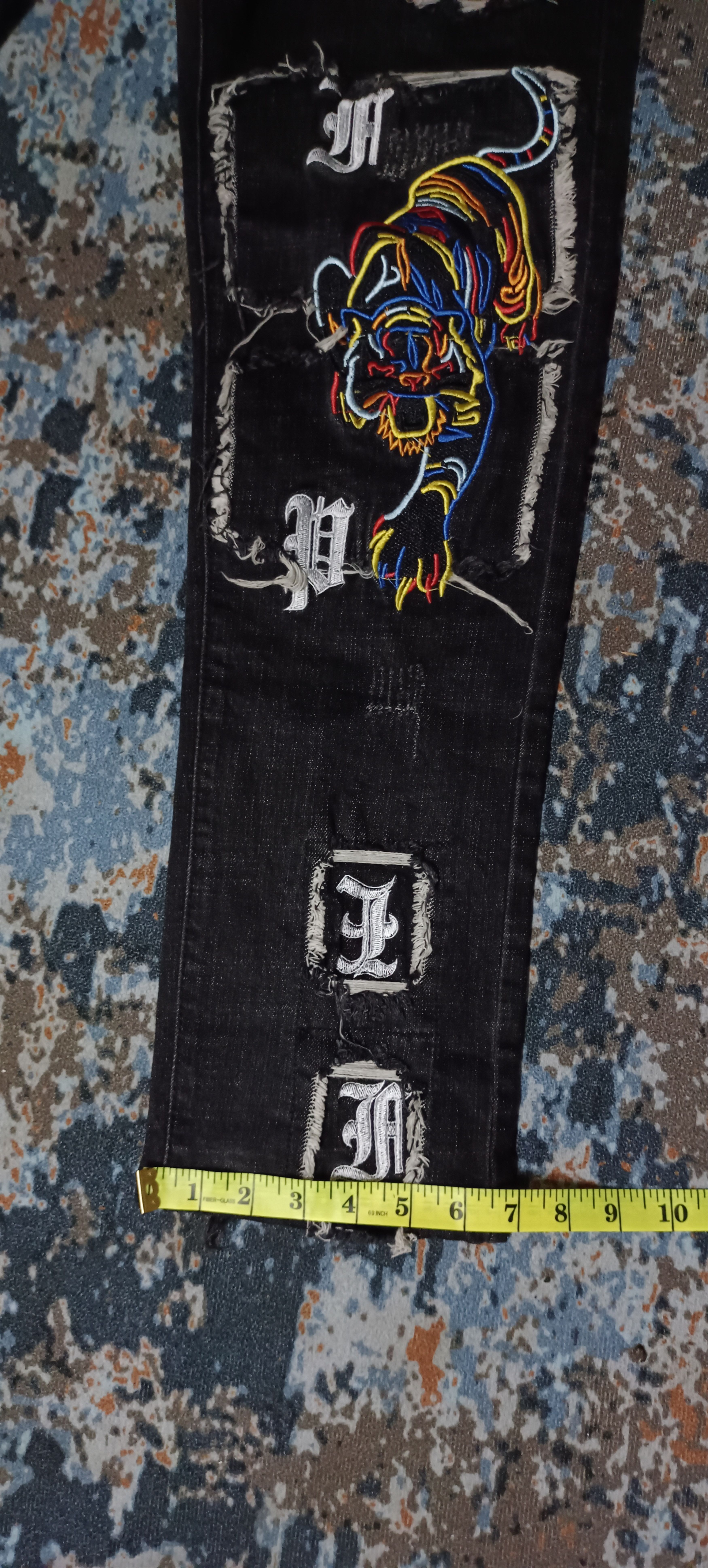If Six Was Nine Denim jeans putch work skull punk design Size US 36 / EU 52 - 14 Thumbnail