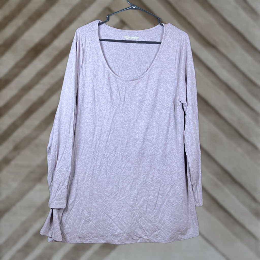Soft Surroundings Soft Surroundings Womens Shirt Purple Scoop Neck Pullover Long Sleeve Tunic L Size L / US 10 / IT 46 - 1 Thumbnail