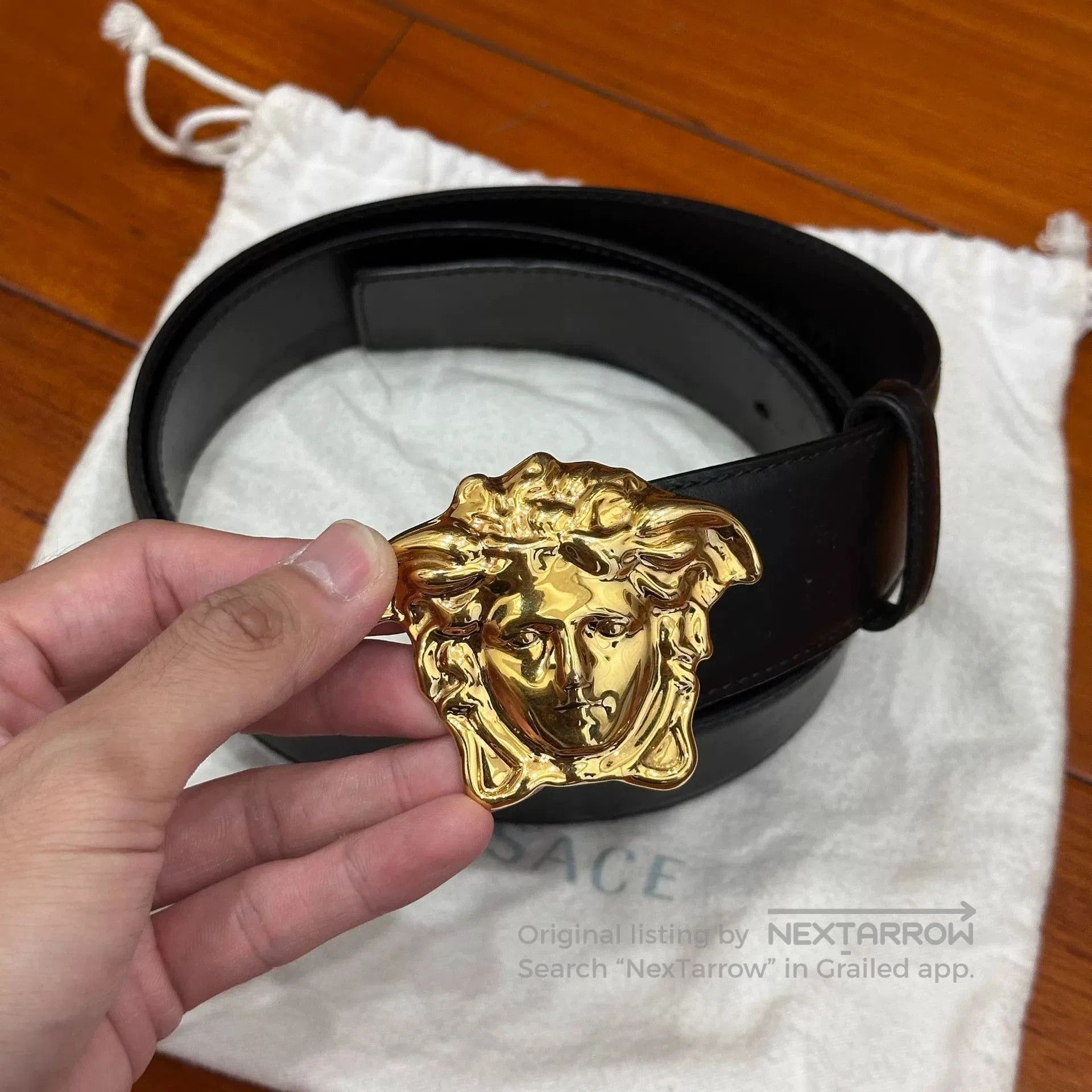 Versace Versace Medusa Black and Gold Belt. Size ONE SIZE - 1 Thumbnail