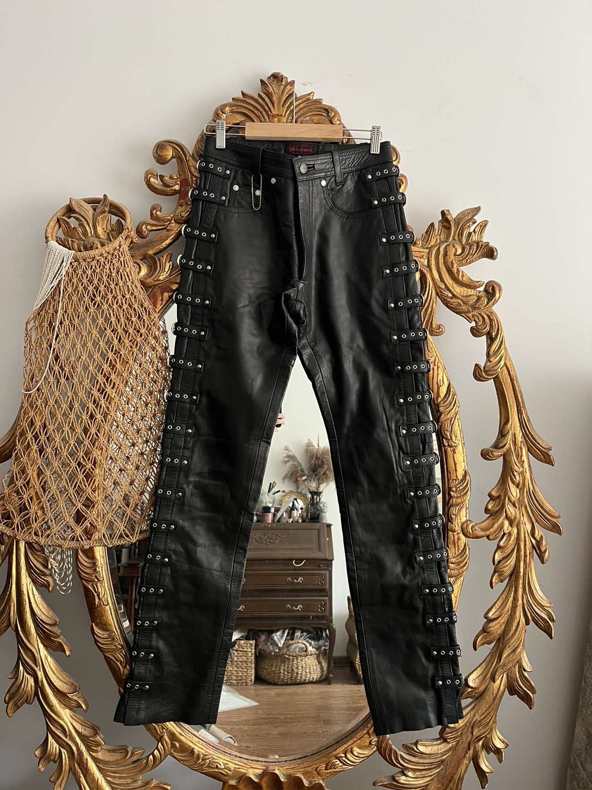 Vintage Rare Avant Garde Biker Leather Pants Sz 28 Size US 28 / EU 44 - 1 Thumbnail