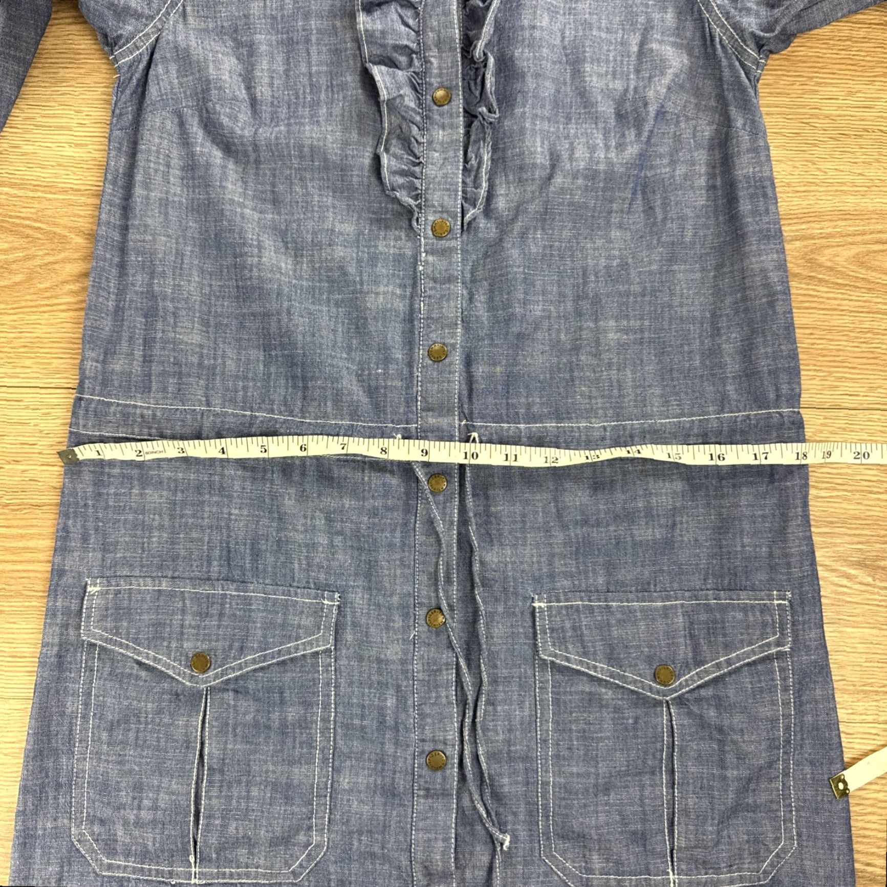 Tommy Hilfiger VINTAGE Tommy Hilfiger Denim Shirt Dress Women Size Small Blue Midi 90s Streetwear Size 28" / US 6 / IT 42 - 7 Thumbnail
