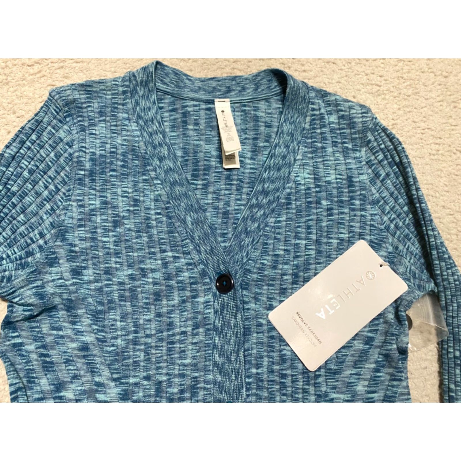 Athleta Athleta Cardigan Sweater Women's XS Blue Button Up Seamless Ribbed V-Neck Slim Knit NWT Size XS / US 0-2 / IT 36-38 - 3 Thumbnail