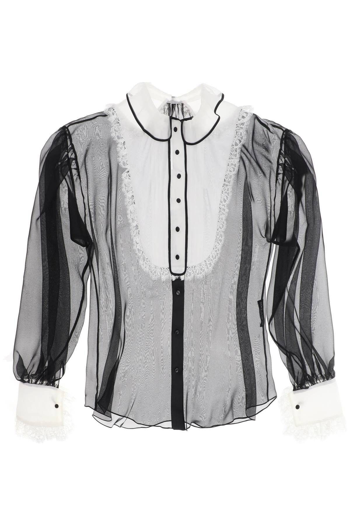 image of Dolce Gabbana Chiffon Blouse With Plastr Size Eu 42 For Women in Bianco